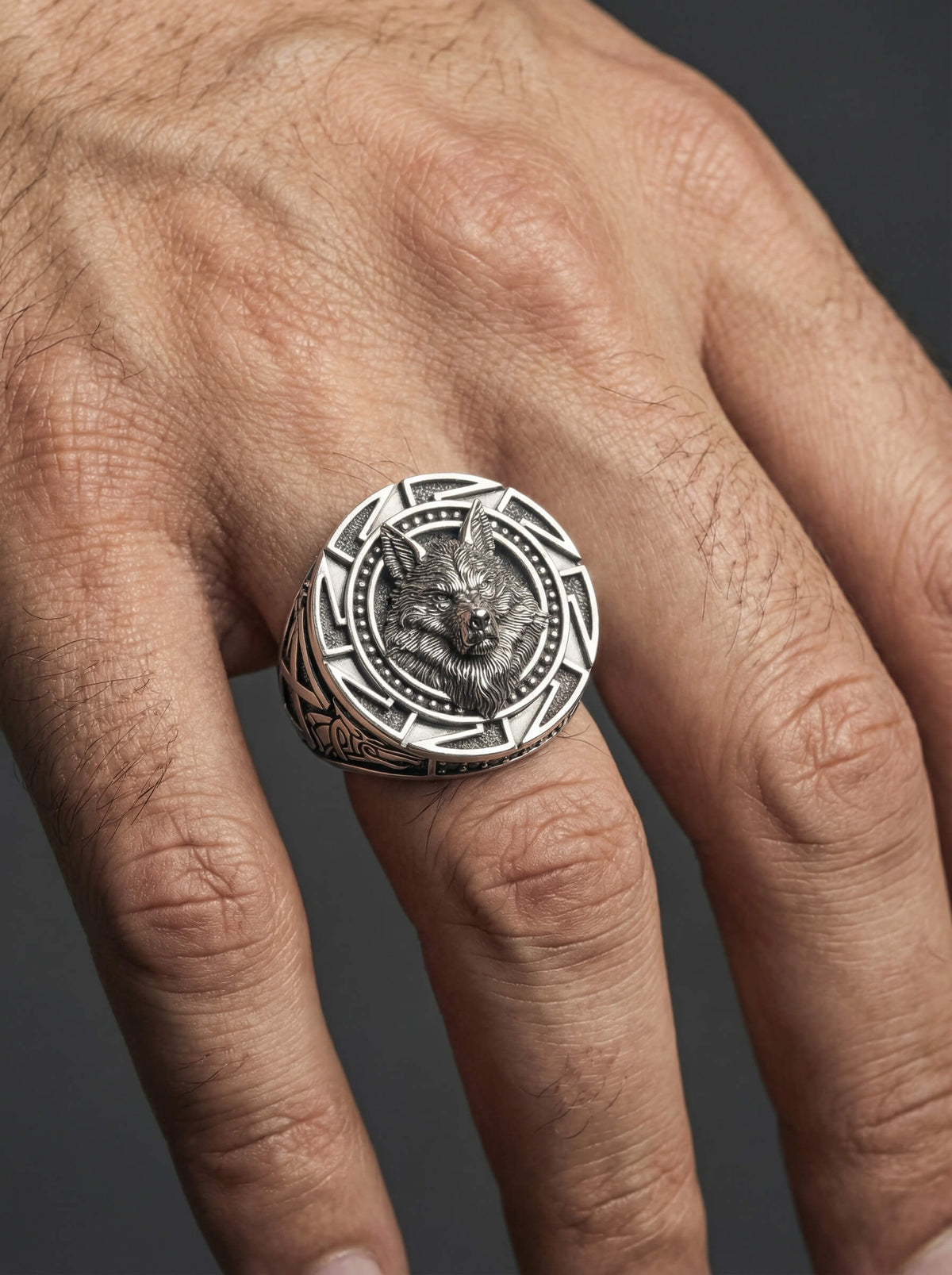 Anel Masculino de Prata Fenrir