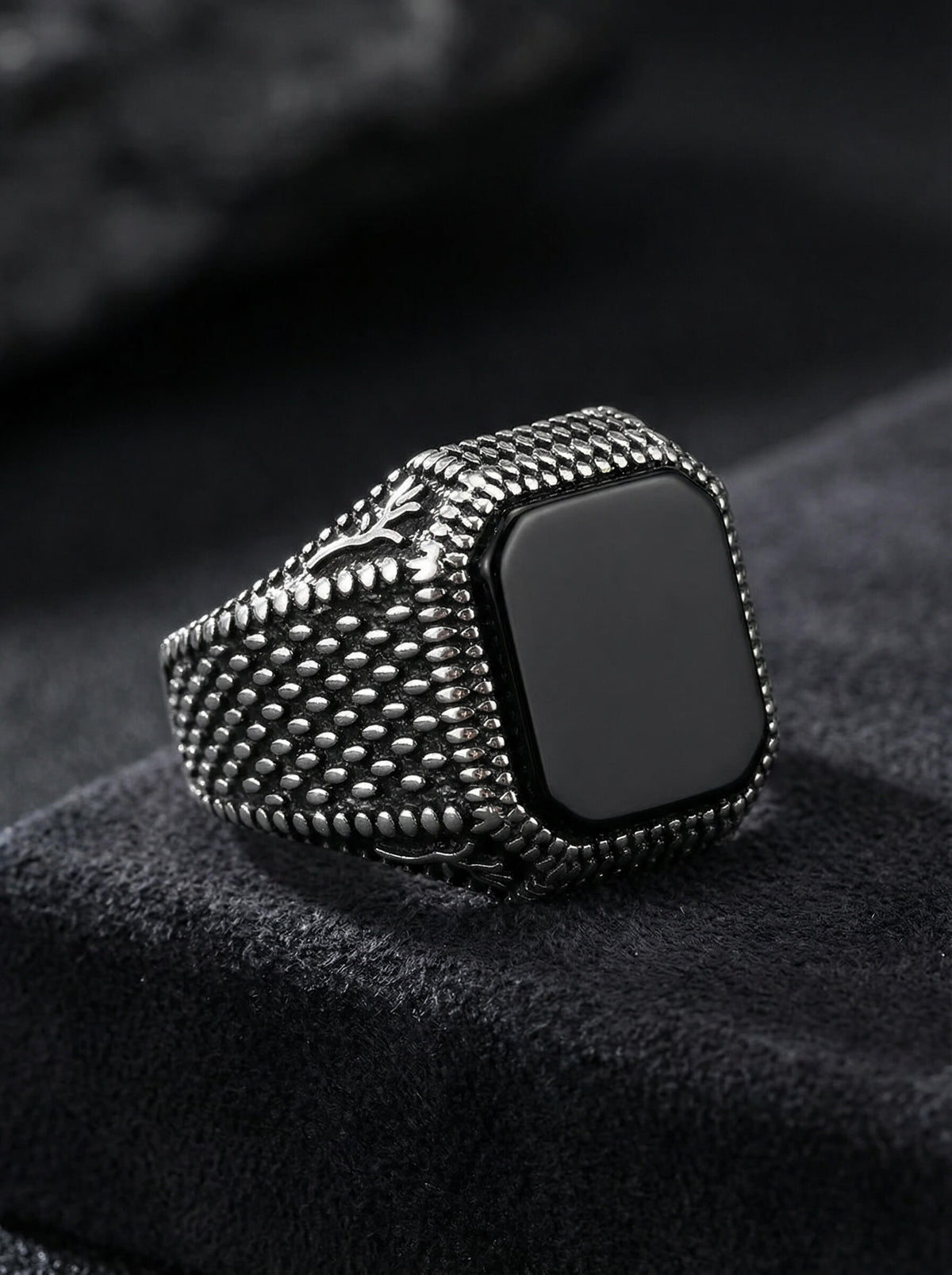 Anel Masculino de Prata Obsidian