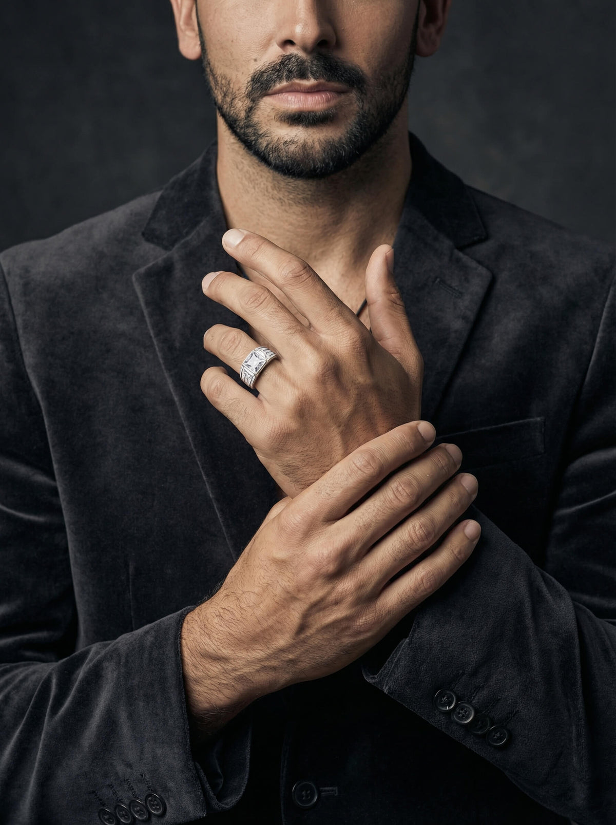 Anel Masculino de Prata Vertex