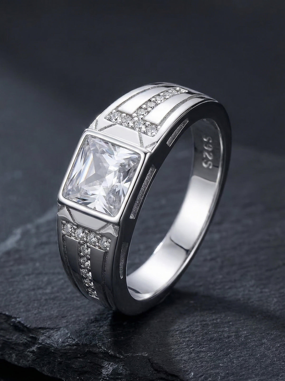 Anel Masculino de Prata Vertex