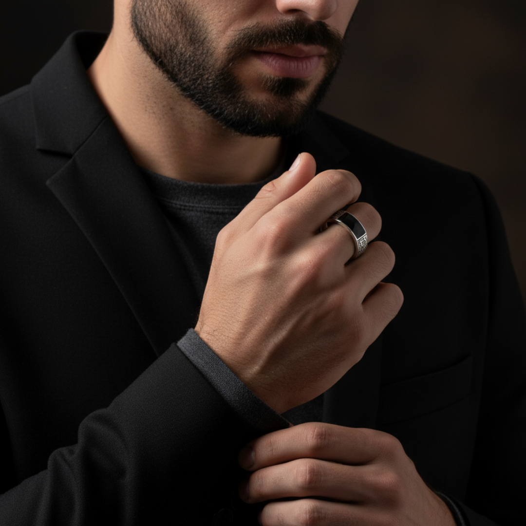 Anel Masculino Eclipse Prata 925 - Regulagem