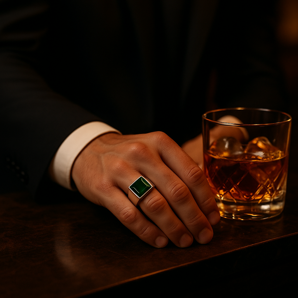 Anel Masculino Emerald Prata 925