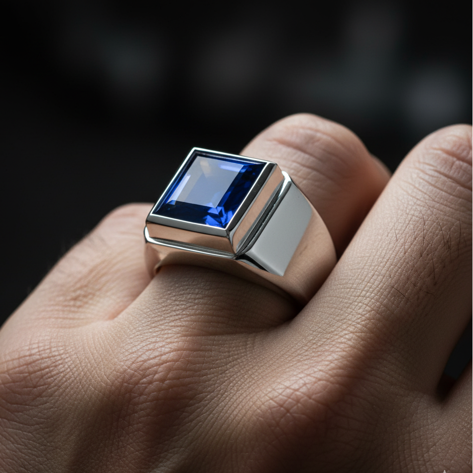 Anel Masculino Sapphire Prata 925