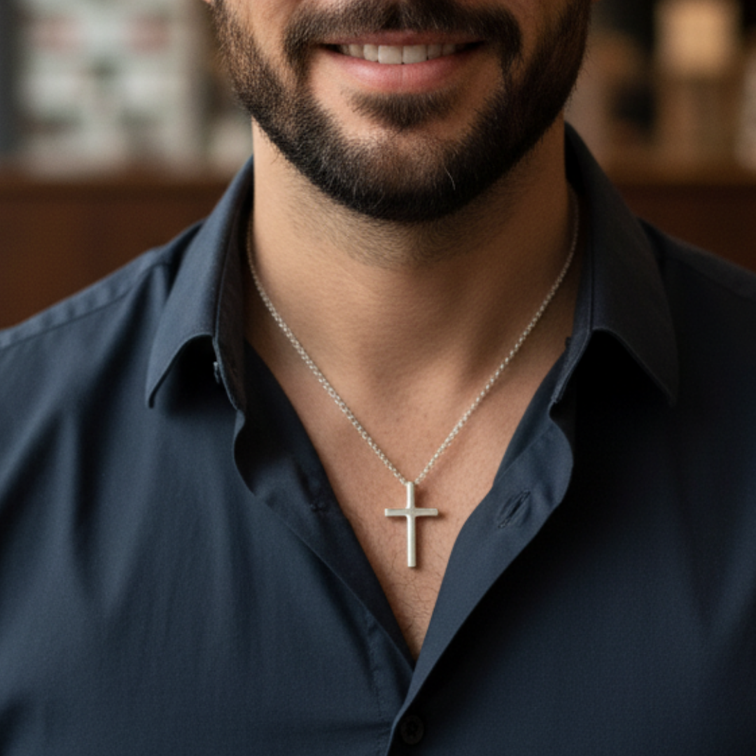 Colar Masculino de Prata Faith