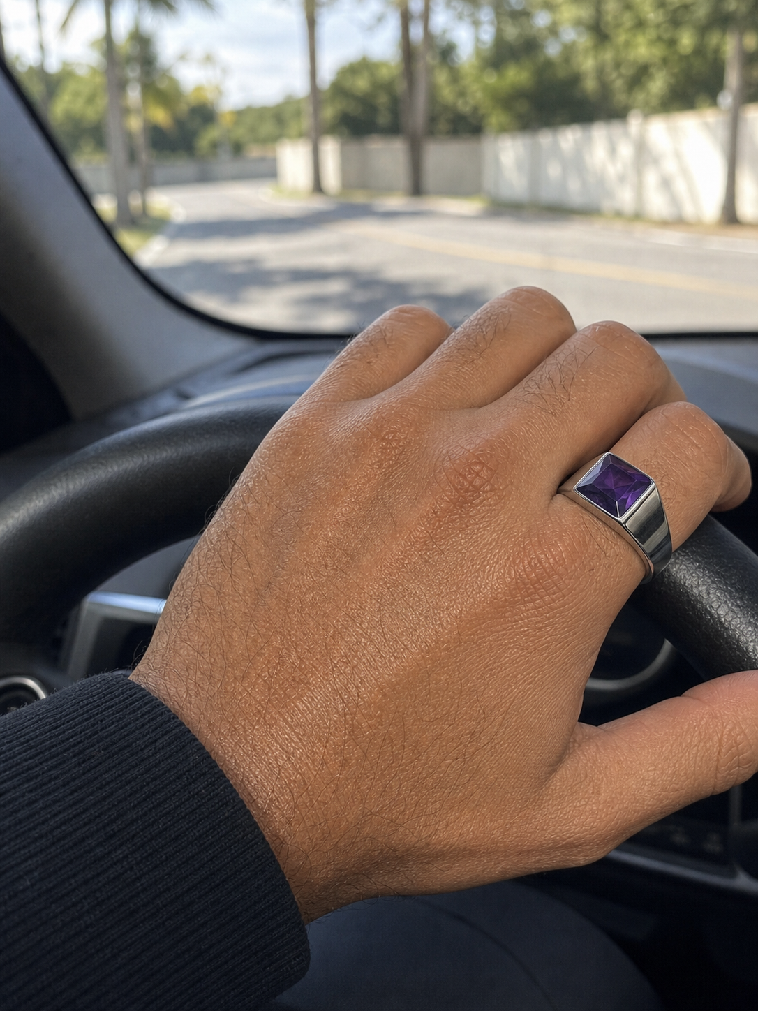 Anel Masculino Amethyst Prata 925