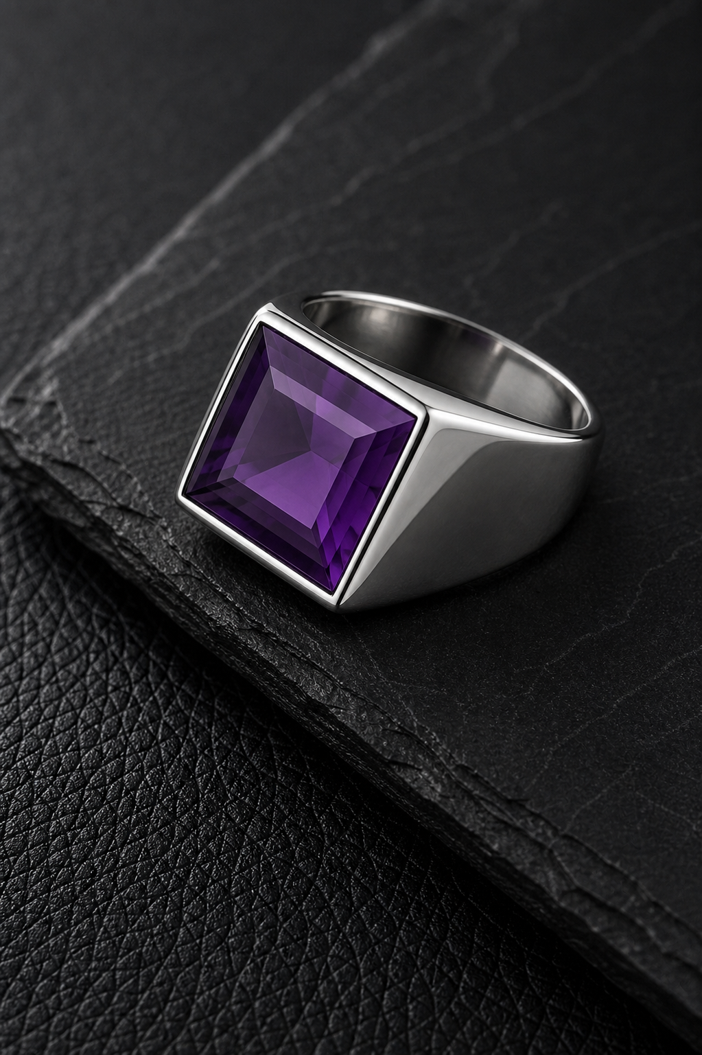 Anel Masculino Amethyst Prata 925