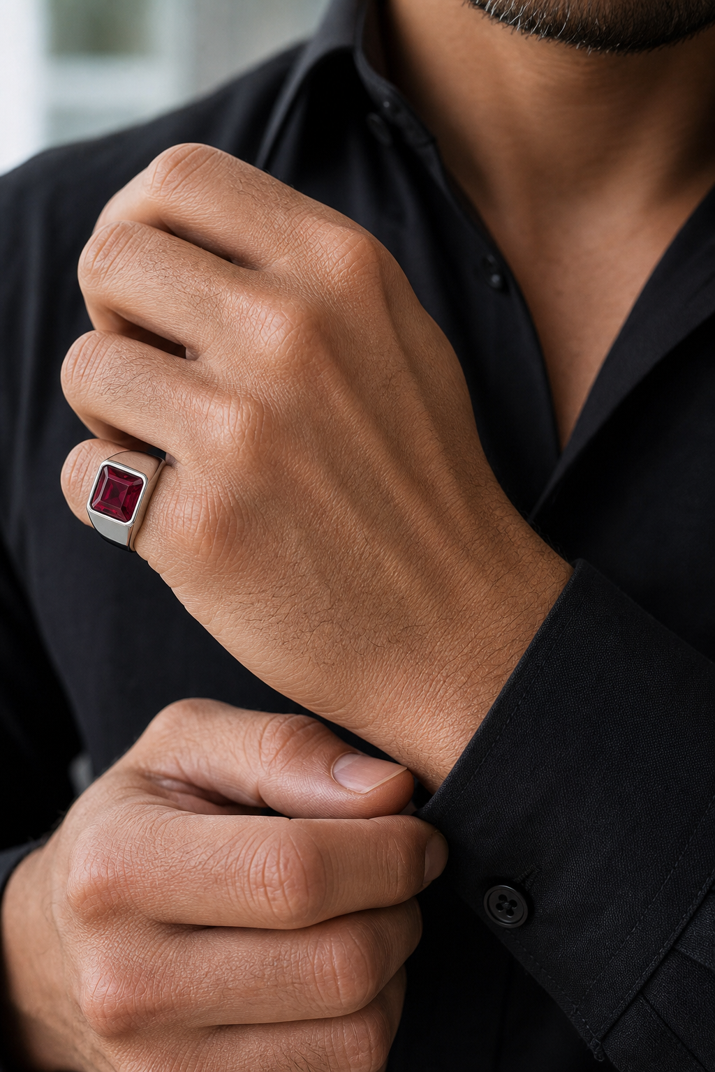 Anel Masculino Crimson Prata 925