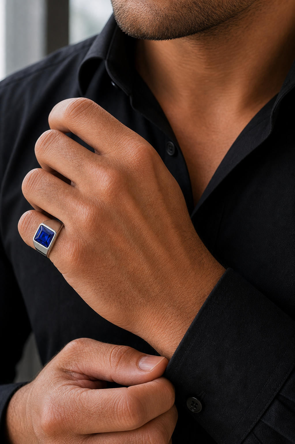 Anel Masculino Sapphire Prata 925